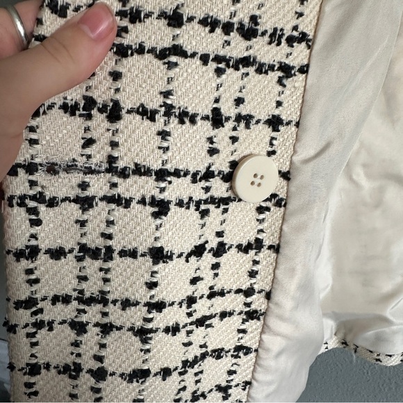 NWT Ann Taylor Black and White Double Breasted Tweed Blazer Jacket 8 - Picture 5 of 12